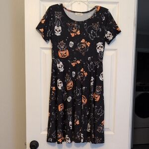 Spooky Women's Casual Dress - Black and Orange